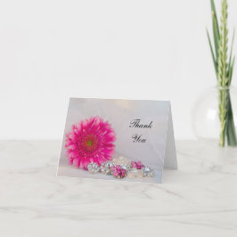 Roze Daisy Diamond Buttonnen Weddenschap Bedankkaart