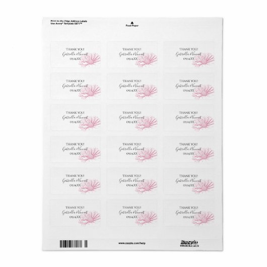 Roze Daisy Effect Weddenschap Hartelijk dank Etiket (Full Sheet)