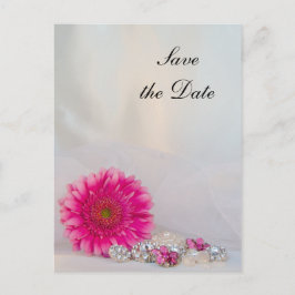 Roze Daisy en Buttonnen Weddenschap sparen de Datu Aankondigingskaart
