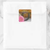Roze Daisy en Hoefijzer Country Weddenschap Dank j Vierkante Sticker (Tas)