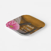 Roze Daisy en Hoefijzer Country Wedding Papieren Bordje (Gebogen)