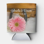 Roze Daisy en Hoefijzer Country Western Weddenscha Blikjeskoeler (Voorkant)