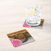 Roze Daisy en Hoefijzer Country Western Weddenscha Kartonnen Onderzetters (Insitu)