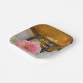 Roze Daisy en Hoefijzer Country Western Weddenscha Papieren Bordje (Gebogen)