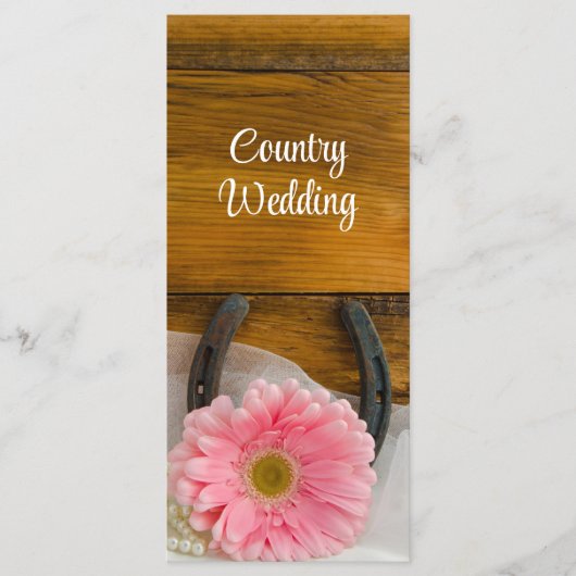 Roze Daisy en Hoefijzer Country Western Weddenscha Programmakaart (Voorkant)