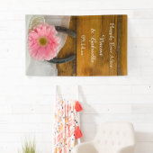 Roze Daisy en Hoefijzer Country Western Weddenscha Spandoek (Insitu)