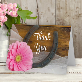 Roze Daisy en Hoefijzer Westerne bruiloft Bedankt