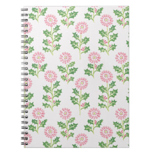 Roze Daisy en Hulst Notitieboekje Witte Botanische Notitieboek
