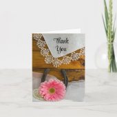 Roze Daisy en Lace Country Western Dank je wel Bedankkaart (Voorkant)