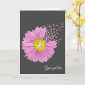Roze Daisy en Ribbon Thinking of You Kaart (Gele Bloem)