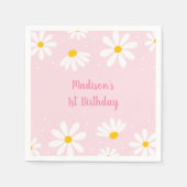 Roze Daisy First Birthday Servet (Voorkant)