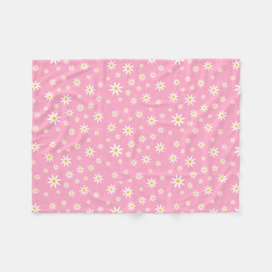 Roze Daisy Fleece Blanket (Voorkant (Horizontaal))