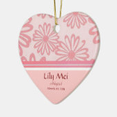 Roze Daisy Floral Adoption Announcement Keepsake Keramisch Ornament (Links)