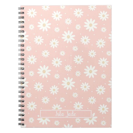 Roze Daisy Floral Custom Notitieboek (Voorkant)