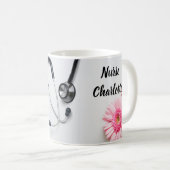 Roze Daisy Floral Nurse Gift Koffiemok (Voorkant rechts)