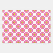Roze Daisy Floral Stripes Polka Dot Inpakpapier Vel (Voorkant)