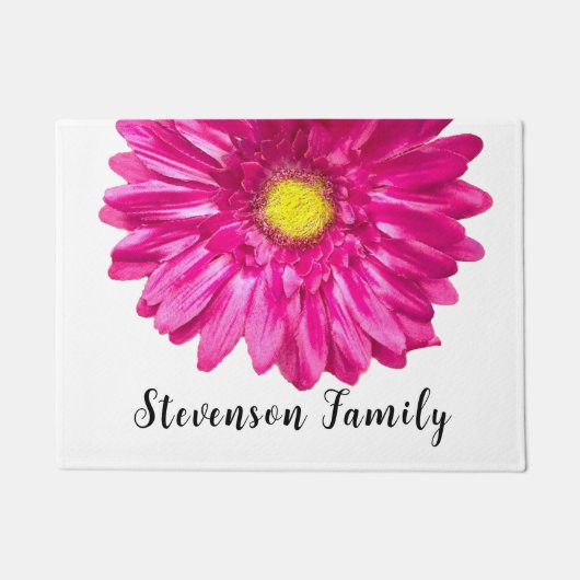 roze daisy flower aangepaste naam deurmat (Voorkant)