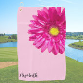  roze daisy flower aangepaste naam golfhanddoek