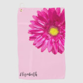  roze daisy flower aangepaste naam golfhanddoek (Voorkant)