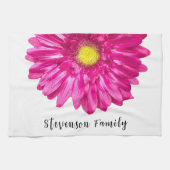  roze daisy flower aangepaste naam theedoek (Horizontaal)