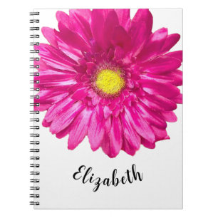 roze Daisy flower aangepaste naam Womens Notitieboek