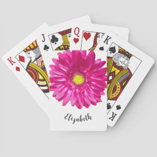  roze Daisy flower aangepaste naam Womens Pokerkaarten
