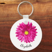  roze Daisy flower aangepaste naam Womens Sleutelhanger (Achterkant)