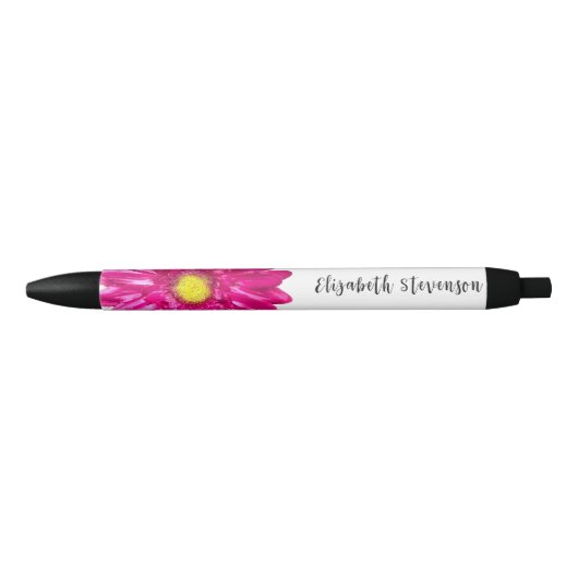  roze daisy flower aangepaste naam zwarte inkt pen (Voorkant)