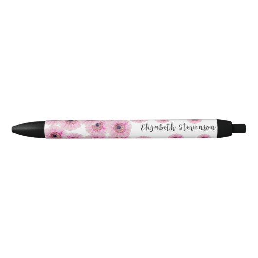 roze daisy flower aangepaste naam zwarte inkt pen (Voorkant)