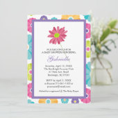 Roze Daisy Flower Baby shower Invitation Kaart (Staand voorkant)