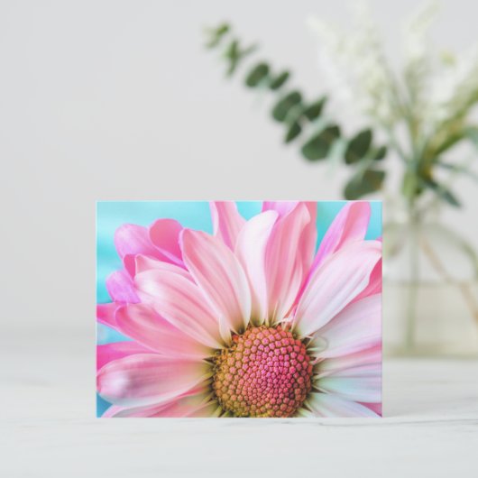 Roze Daisy Flower Briefkaart (Staand voorkant)