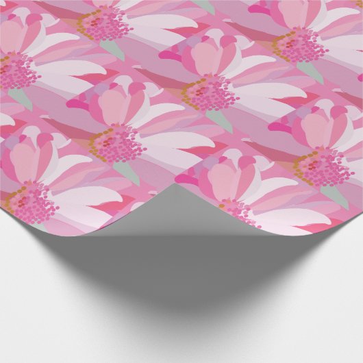 Roze Daisy Flower Cadeaupapier (Hoek)