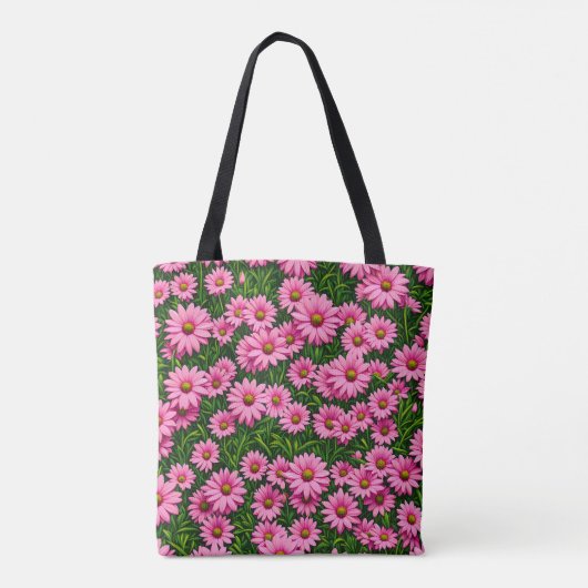 Roze Daisy Flower Canvas tas (Achterkant)