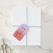 Roze Daisy Flower Custom Foto Gift Label Cadeaulabel (Met Touw)