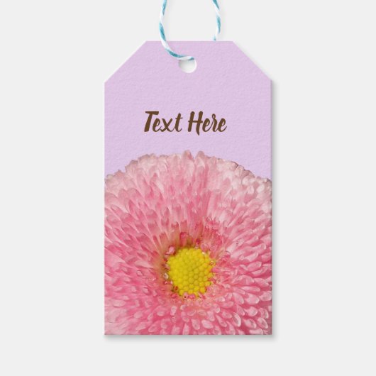 Roze Daisy Flower Custom Foto Gift Label Cadeaulabel (Voorkant)