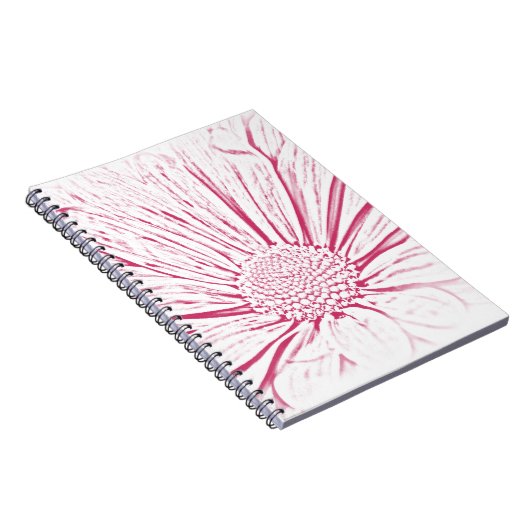 Roze Daisy Flower Effect Notitieboek (Rechterzijde)
