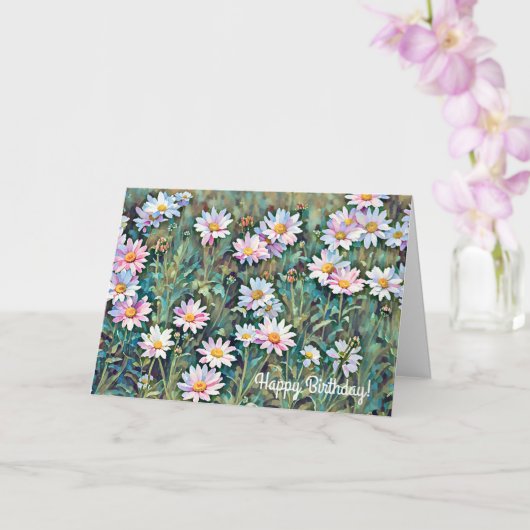 Roze Daisy Flower Garden Art Birthday Kaart (Orchidee)