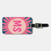 Roze Daisy Flower GEPERSONALISEERD INITIALEN Bagagelabel (Voorkant horizontaal)