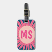 Roze Daisy Flower GEPERSONALISEERD INITIALEN Bagagelabel (Voorkant verticaal)