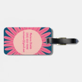 Roze Daisy Flower GEPERSONALISEERD INITIALEN Bagagelabel (Achterkant horizontaal)