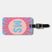 Roze Daisy Flower GEPERSONALISEERD INITIALEN Bagagelabel (Voorkant horizontaal)