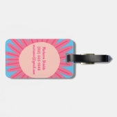 Roze Daisy Flower GEPERSONALISEERD INITIALEN Bagagelabel (Achterkant horizontaal)