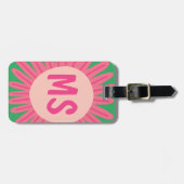 Roze Daisy Flower GEPERSONALISEERD INITIALEN Bagagelabel (Voorkant horizontaal)