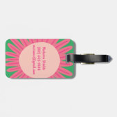 Roze Daisy Flower GEPERSONALISEERD INITIALEN Bagagelabel (Achterkant horizontaal)