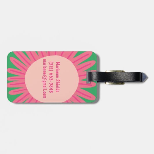Roze Daisy Flower GEPERSONALISEERD INITIALEN Bagagelabel (Achterkant horizontaal)