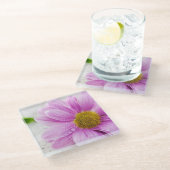 Roze Daisy Flower Glass Onderzetter (Schuin)