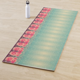  roze daisy flower mint groene yogamat
