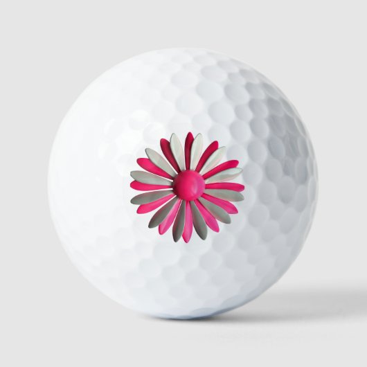 Roze Daisy Flower of uw Logo Vrouwelijke Bloemen M Golfballen (Voorkant)