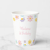 Roze Daisy Flower Papieren Bekers (Achterkant)