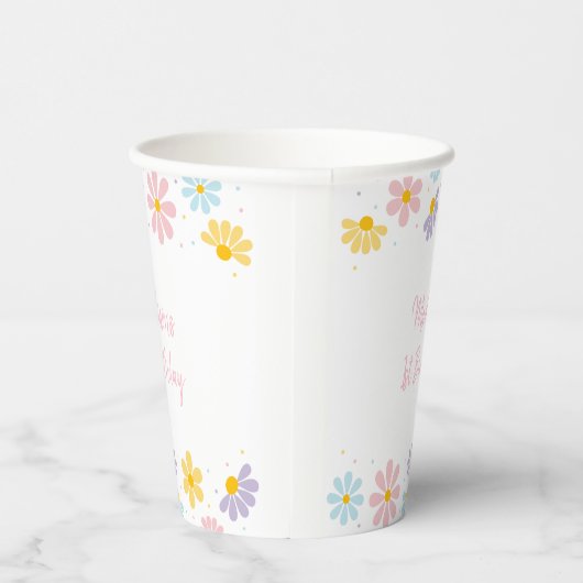 Roze Daisy Flower Papieren Bekers (Rechts)